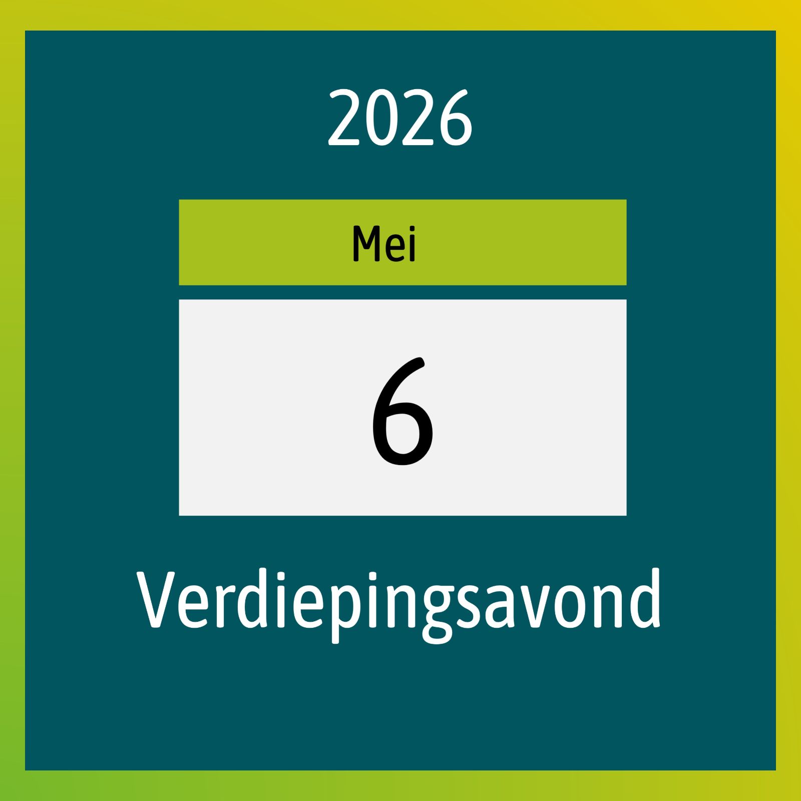 Verdiepingsavond Woensdag 6 mei 2026